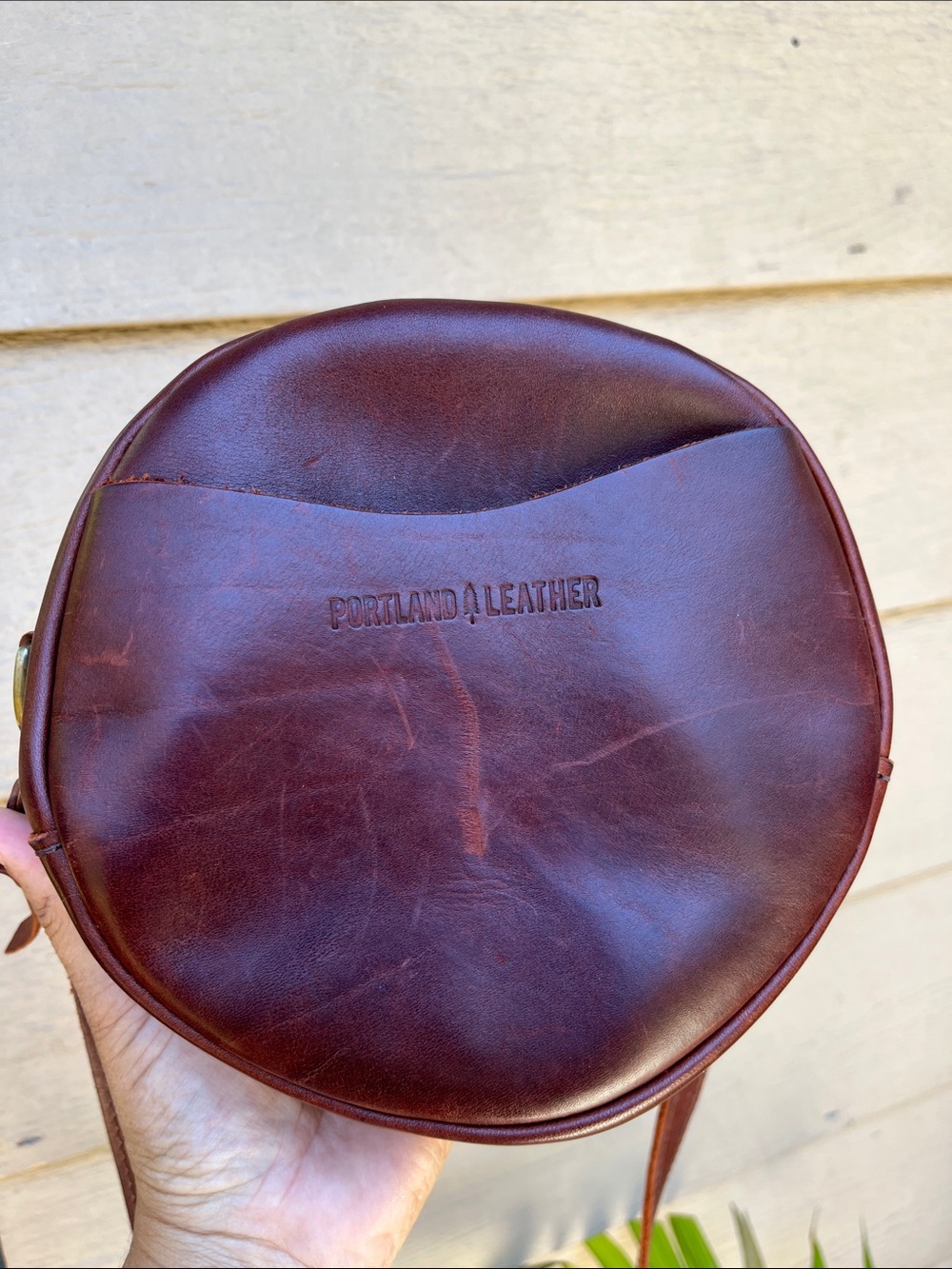 Portland Leather Burgundy Round Leather Messenger Bag - Picture 10 of 10